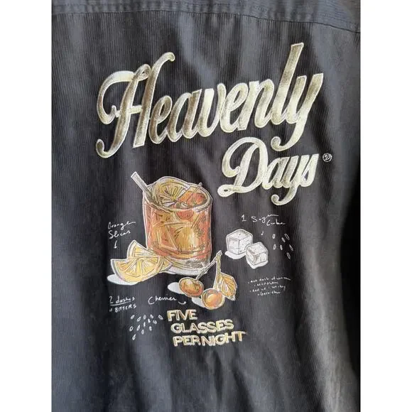 Five CM Heavenly Days Bowling Shirt Men’s Black Rockabilly Retro Embroidered L - Picture 7 of 15
